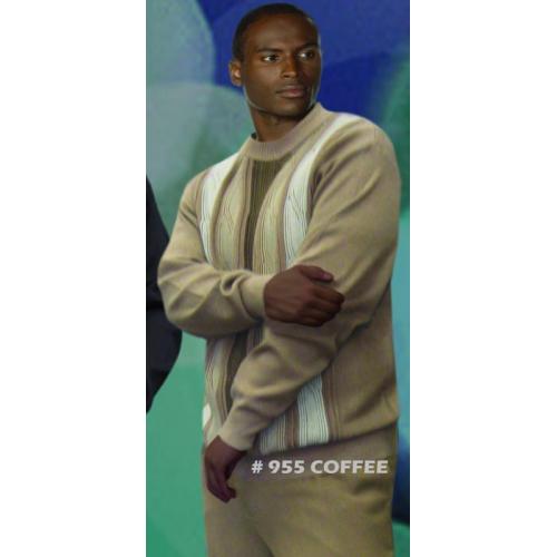 Micheal Irvin Coffee/Taupe/Beige Rayon Blend Sweater FW0955
